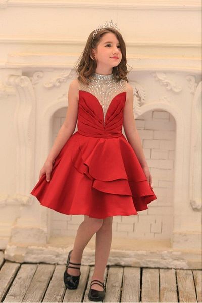 COMO KIDS Shiny Stone Detailed Long Sweep Train Bow Evening Dress