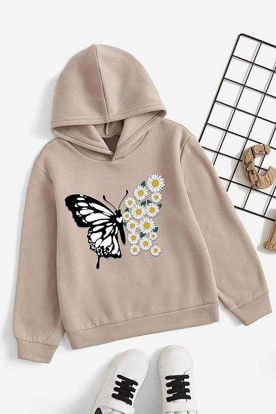 uyguntarz Gänseblümchen-Schmetterlings-bedrucktes, bequemes Sweatshirt für Jungen und Mädchen