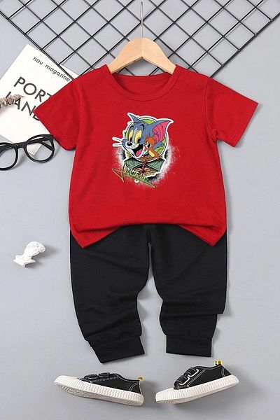 uyguntarz Tom & Jerry Patterned Kids Tracksuit Set