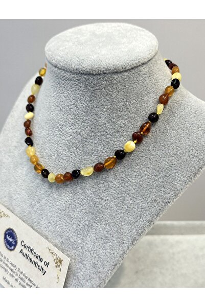 Alturki Tesbih Bebek Şifa Kaynağı Orijinal Sertifikalı Multicolor Damla Kehribar Kolye