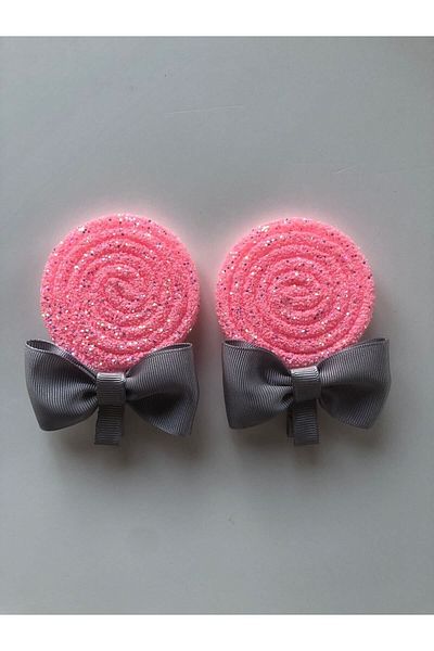 Stil Tasarım Toka Pink Gray 2 Pieces Shiny Buckle