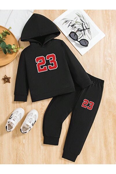 MODAVİBE Set de trening pentru copii cu imprimeu cu glugă - Îmbrăcăminte spor...