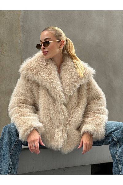 manana fashion Palton de blană Premium Stone Color
