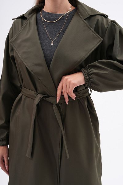 EYLÜL ÇEBER TRENCH ELEGANT DE DAME CU GOLIȚĂ CRUVAZE MÂNĂ BUBUĂ Pliată
