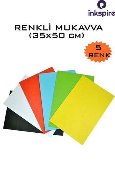 inkspire Renkli Mukavva Kartonu 5 Renk 35x50 cm 1 Paket