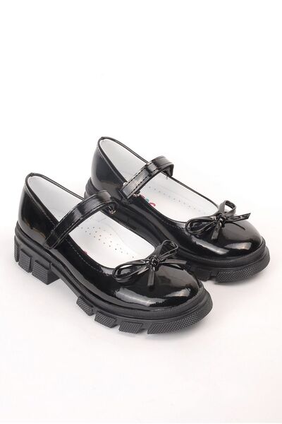 Rıdvan Çelik Girl's Black Patent Leather Ballerinas - School Shoes