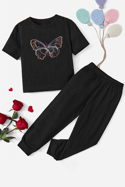 uyguntarz Παιδικό Σετ φόρμας Butterfly Bottom - Top