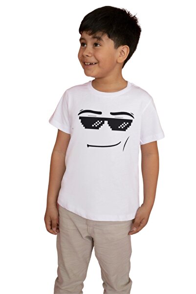 Texclusive Roblox Tişört Face Man Thug Life Tişört Beyaz Unisex Aile Kombini
