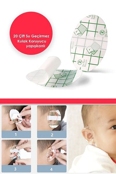 Keyfi Sepet 20 Pieces of Waterproof Adhesive Ear Protection| Disposable Ear Protection Tape Swimming Shower