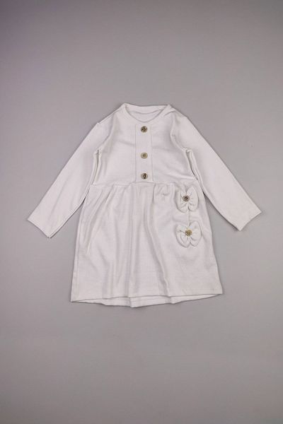 Peki Girl's Ribbed Stretch Cotton Dress - Add 5 Pay 4, Bow Detail, Buttoned Affordable14935