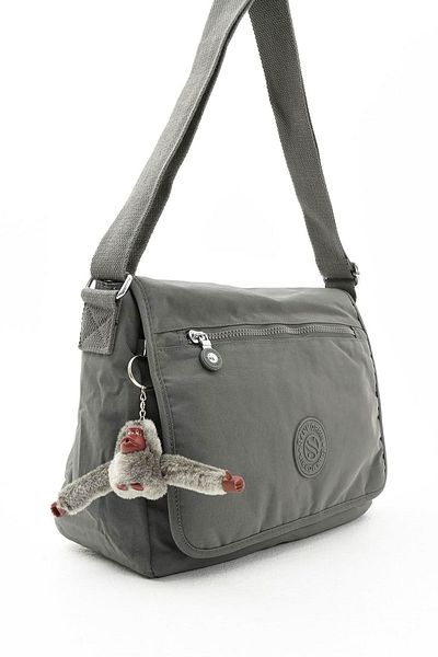 Lifonbag Unisex Grey Crinkle Cross Strap Ανθεκτική Σχολική και Τσάντα ώμου