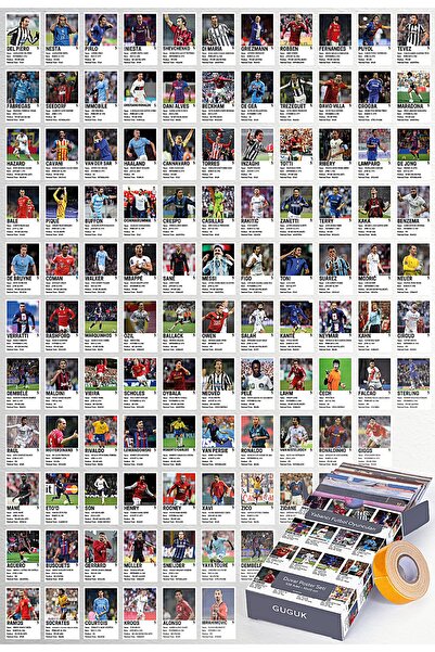 GUGUK Yabancı Futbol Oyuncuları Temalı 108 Adet Duvar Poster Seti, Özel Tasarım Kutulu (GGK-K062)
