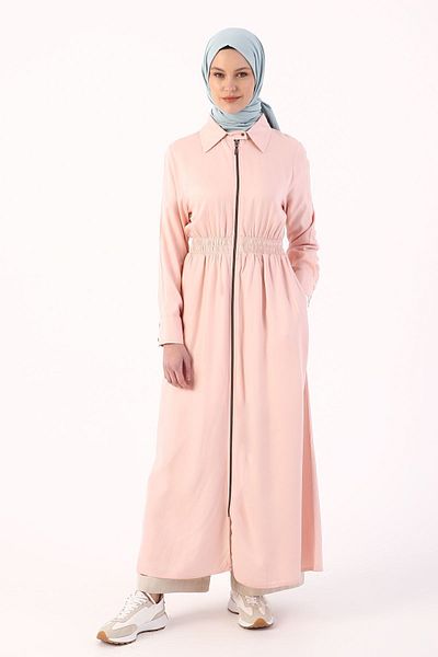 ALLDAY Pudra01 Άνετη Εφαρμογή Viscose Abaya με φερμουάρ