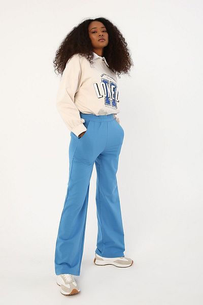 ALLDAY Pantaloni de sport albastru cu picior largi, elastic