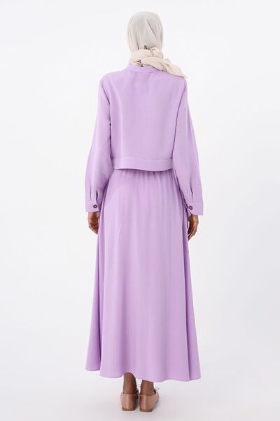 ALLDAY Fusta din bumbac liliac - Talie elastică și detaliu de legare