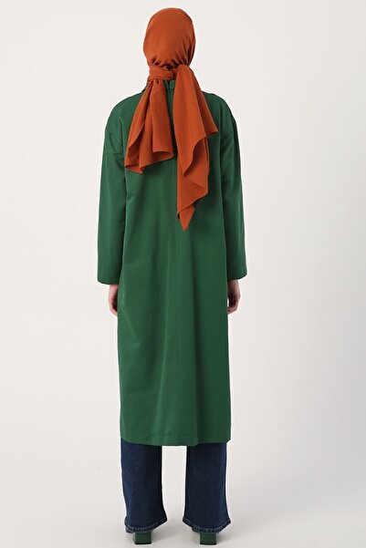 ALLDAY Green Collar Knotted Chain Long Tunic