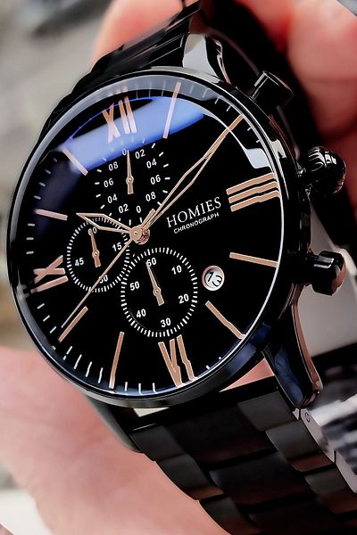 Homies Men's Wristwatch 3 Atm Waterproof Black Color Steel Cord Natural Stone Bracelet Hme2045c3