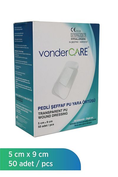 vonderCARE غطاء جرح شفاف معقم مع وسادة (5 سم × 9 سم)