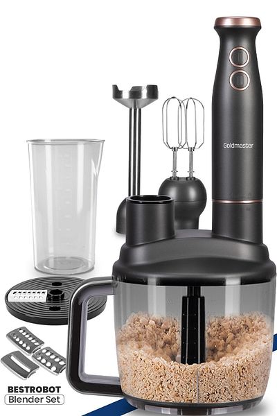 GOLDMASTER بيستروبوت أنثراسايت 1500 وات 5 في 1 محضرة طعام متعددة الخلاط