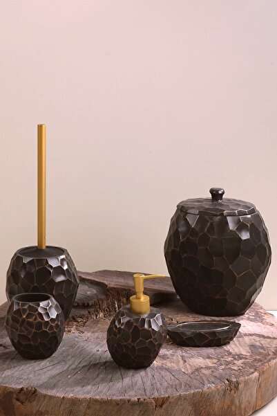 İrya Jayla 5 Parça Banyo Seti Koyu Kahverengi