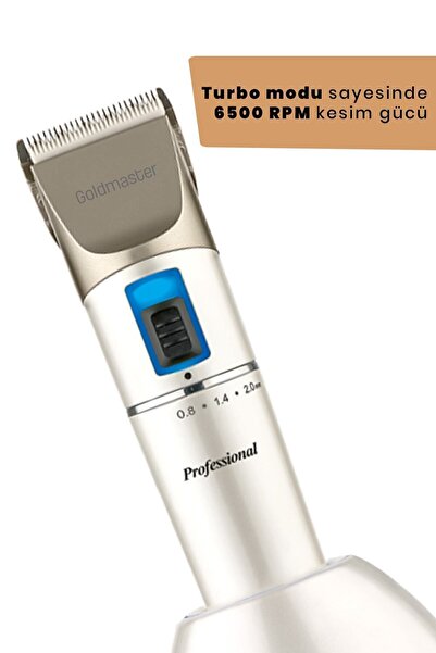 GOLDMASTER Prestij Profesyonel Titanyum Ve Seramik Bıçaklı Lityum Pilli Kademeli Saç Sakal Kesme Makinesi