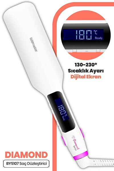 GOLDMASTER Diamond Digital Display Keratin Ceramic Wide Plate 360 Degree Cable Hair Straightener