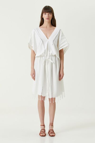 İrya Serene Long Beach Dress - Turquoise Knitted Openwork