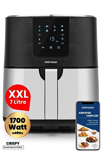 GOLDMASTER Crispy Airfryer Siyah-ınox Xxxl 7 Litre 1700w Sıcak Hava Fritözü