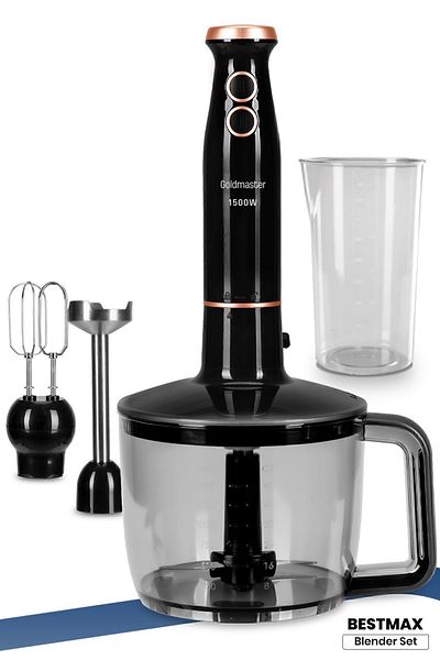 GOLDMASTER Bestmax Black Gold Large Bowl 1500w Stainless Steel 3in1 Multi Blender