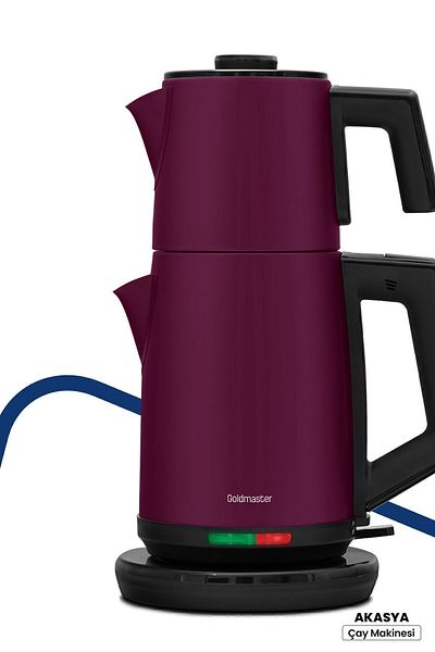 GOLDMASTER Acacia Purple Xl 2200 Watt Patented Drip-Free Design Steel Tea Maker and Kettle