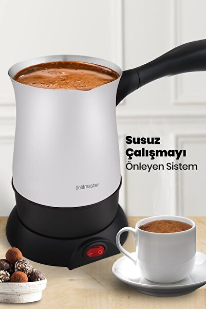 GOLDMASTER Hünkar İnci Beyazı Paslanmaz Çelik 5 Fincan Kapasiteli Elektrikli Cezve