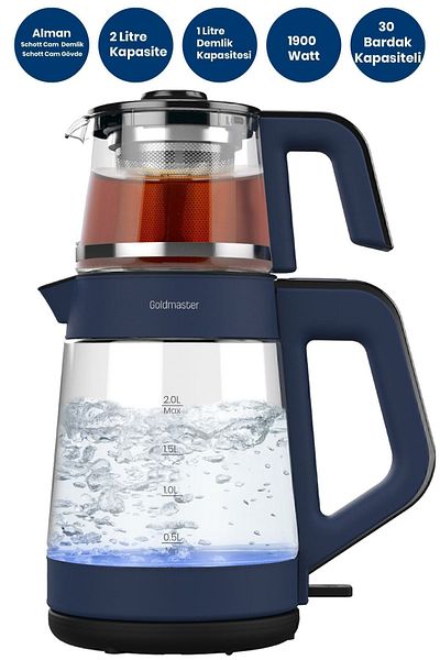 GOLDMASTER German Schott Glass Teapot and Wide Body Tea Maker and Led Light Kettle
