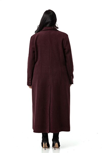 DISENTIS MODEST Claret Red Stamp Coat - Long, Bag Pocket and Lined, Large Size