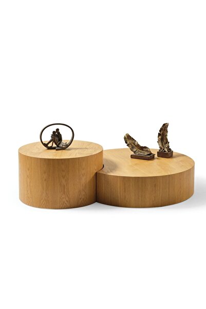 CaddeYıldız Monreal Orta Sehpa Seti - Meşe