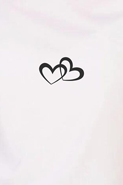 PHIL HILL White Heart Patterned Stand Collar Women's T-Shirt 100% Cotton