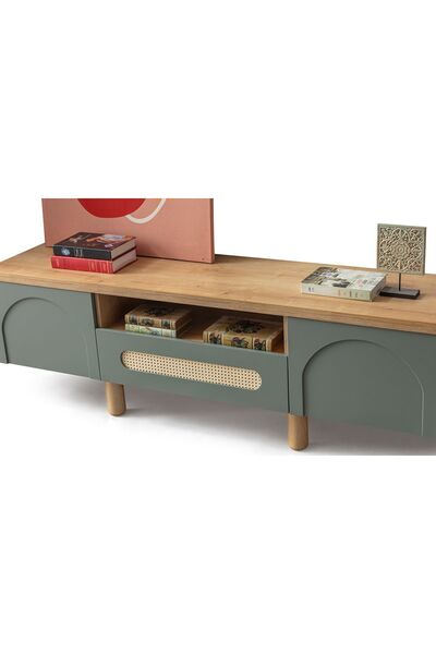 CaddeYıldız Logo Tv Sehpası - Yeşil - Hasır