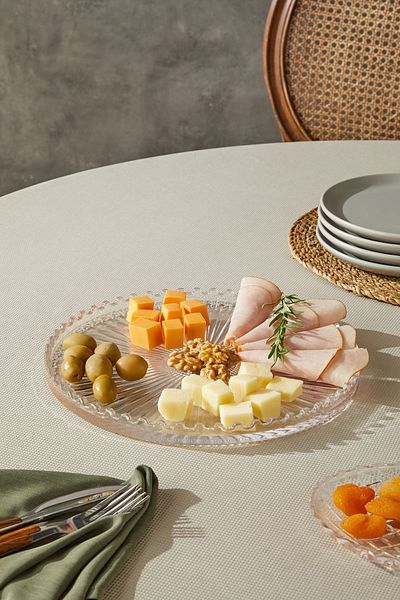 Glamis Selen Concept Round Large Size Drop Model Handmade Glass Presentation and Serving Plate