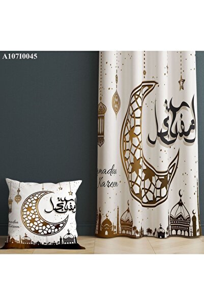 A2ZTR Dijital Baskılı Fon Perde ( Tek Kanat ) Ve Kırlent Kılıfı