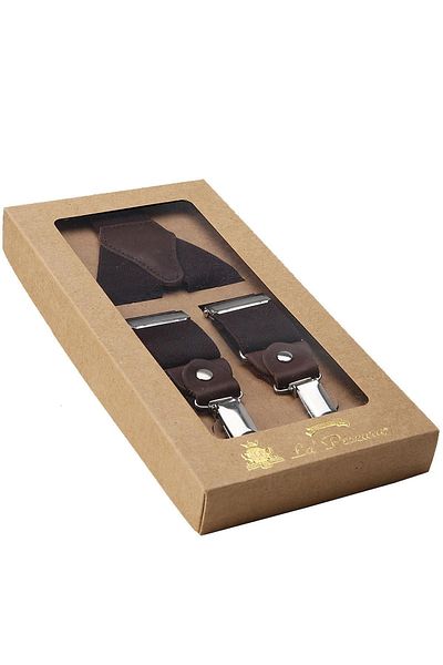 Kravatkolik Brown Leather Connected Men's Trouser Strap Pan54