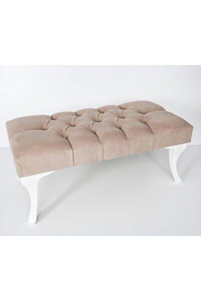 bensimo Puf Ayak Ucu Kapitoneli Kapı Önü Antre Bench Puf Krem