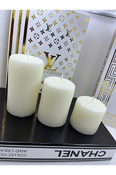 ESHOMEDESIGN 3'lü Silindir Mum Seti Baton Mum Dekoratif - Kütük Mum - Blok Mum