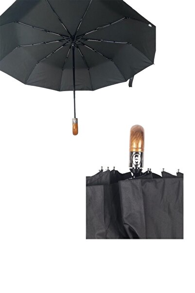 faial Lüx Doğal Ahşap Saplı Tam Otomatik Şemsiye Rüzgar Korumalı Fiber Şemsiye