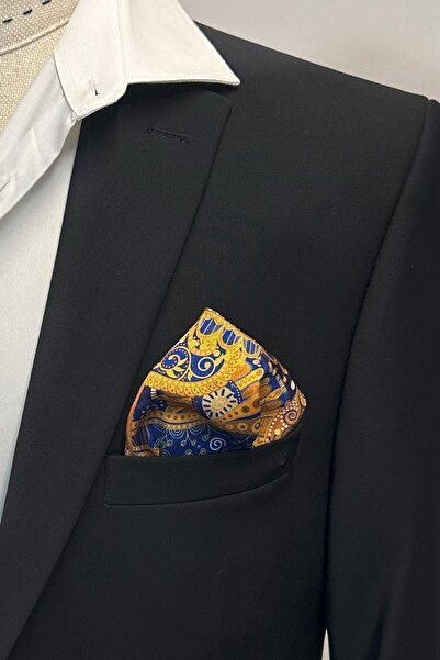 Kravatkolik Κίτρινο - Μπλε ναυτικό μοτίβο σάλι Ανδρικό μαντήλι τσέπης SPS629-109