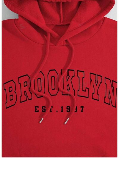 CAST COLLECTİON Red Brooklyn Printed Women's Oversize SweatShirt