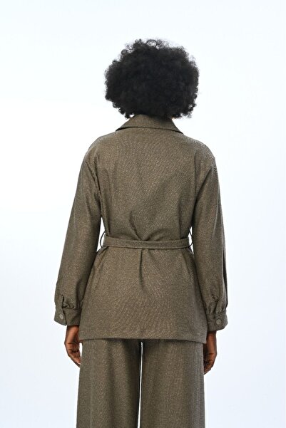 Orfeo Negro Women's - Double Pocket and Belted Glitter Shirt