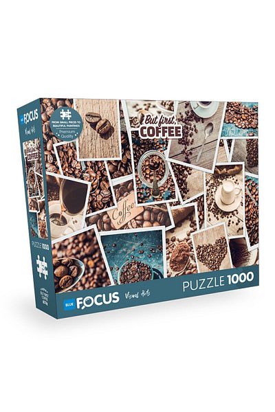 Blue Focus But First Coffee - 1000 Piece Puzzle