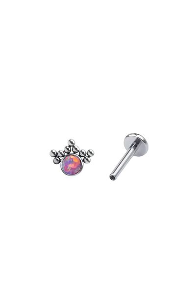 Janset F136 - Genuine Opal Stone Crown Tragus Piercing, Helix Titanium Model