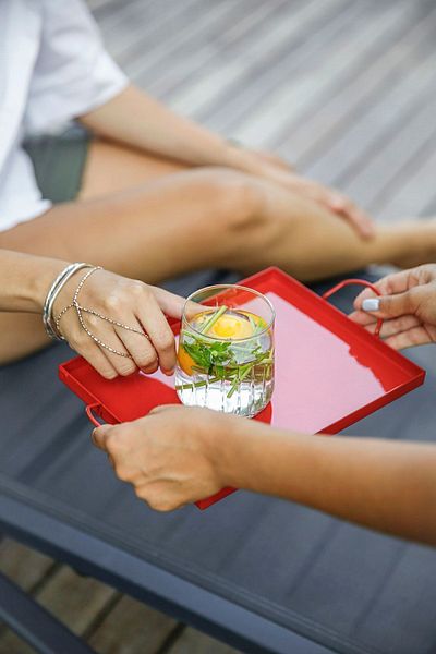 Arma House Country Style Red Galvanized Square Tray 24 cm