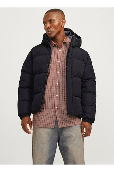 Jack & Jones Мъжко пухено палто черно - 12256974_JJEBRADLEY SN Hoodie