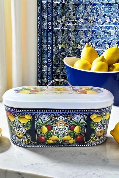 Arma House Dark Blue Medium Size Oval Metal Bread Bowl and Box - No:9
